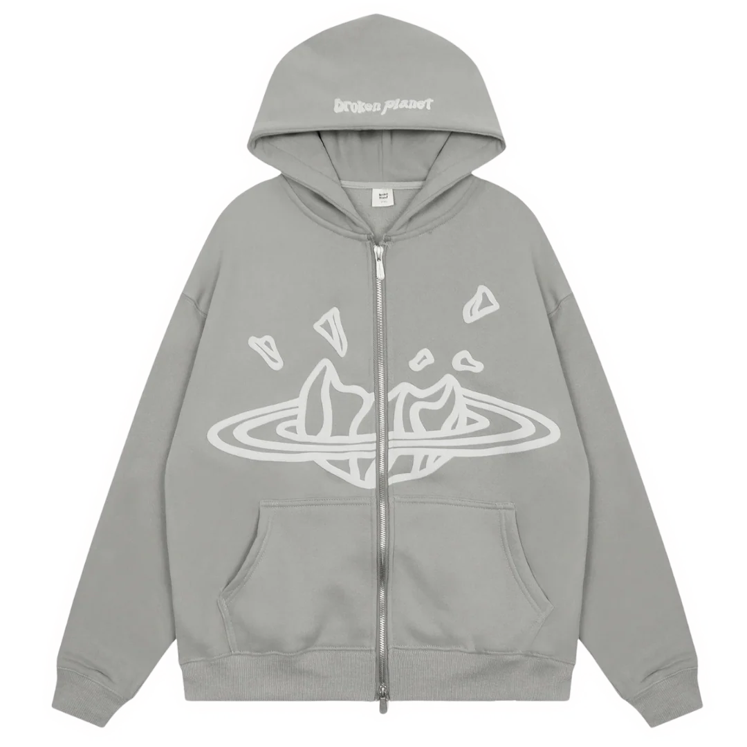Broken Planet Zipper Grey