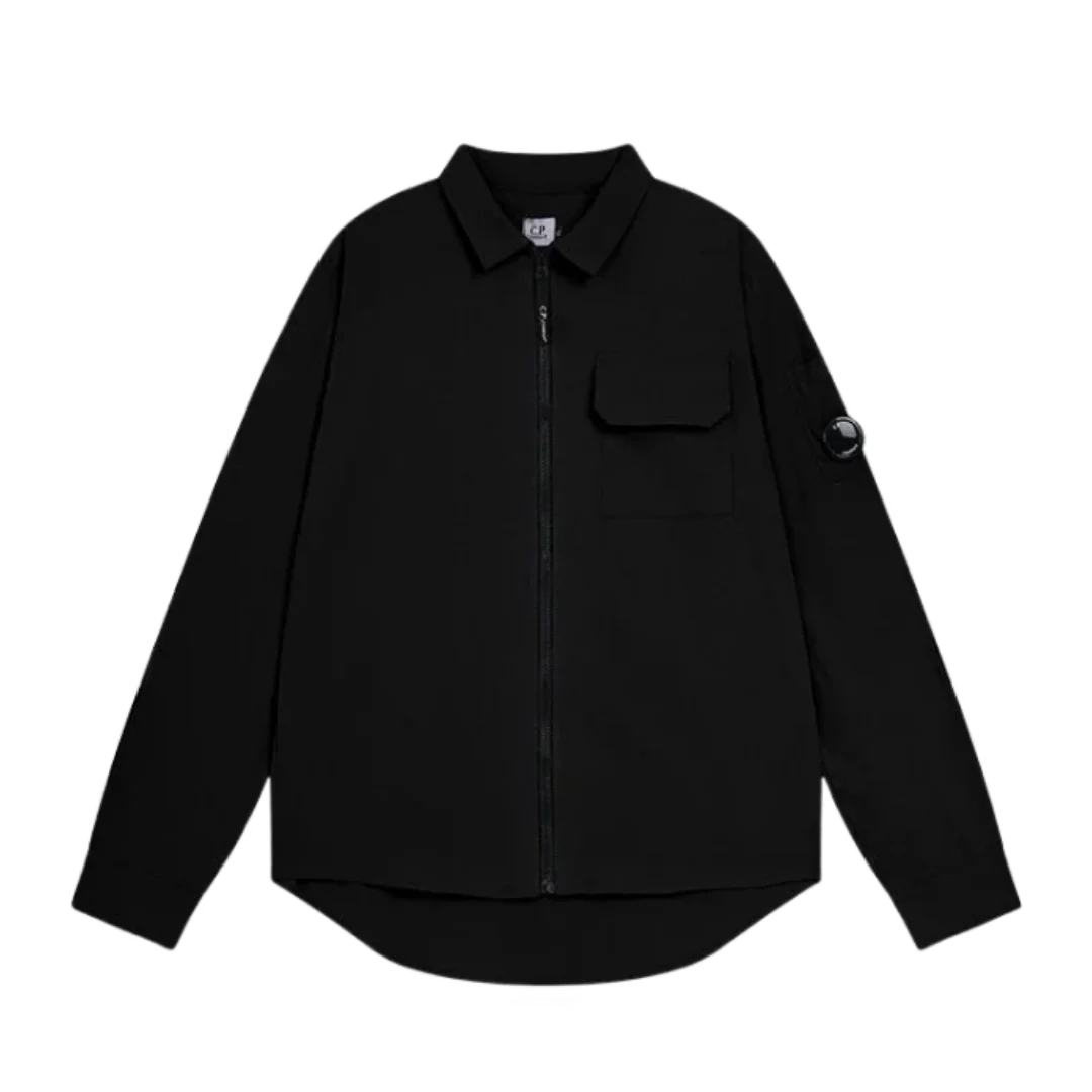 C.P. Company Organic Cotton Gabardine Lens Overshirt Black