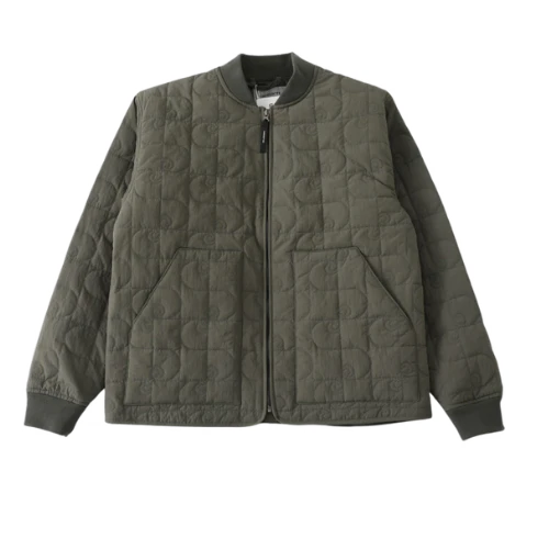 Carhratt Bomber Jacket Wave Print Olive Green