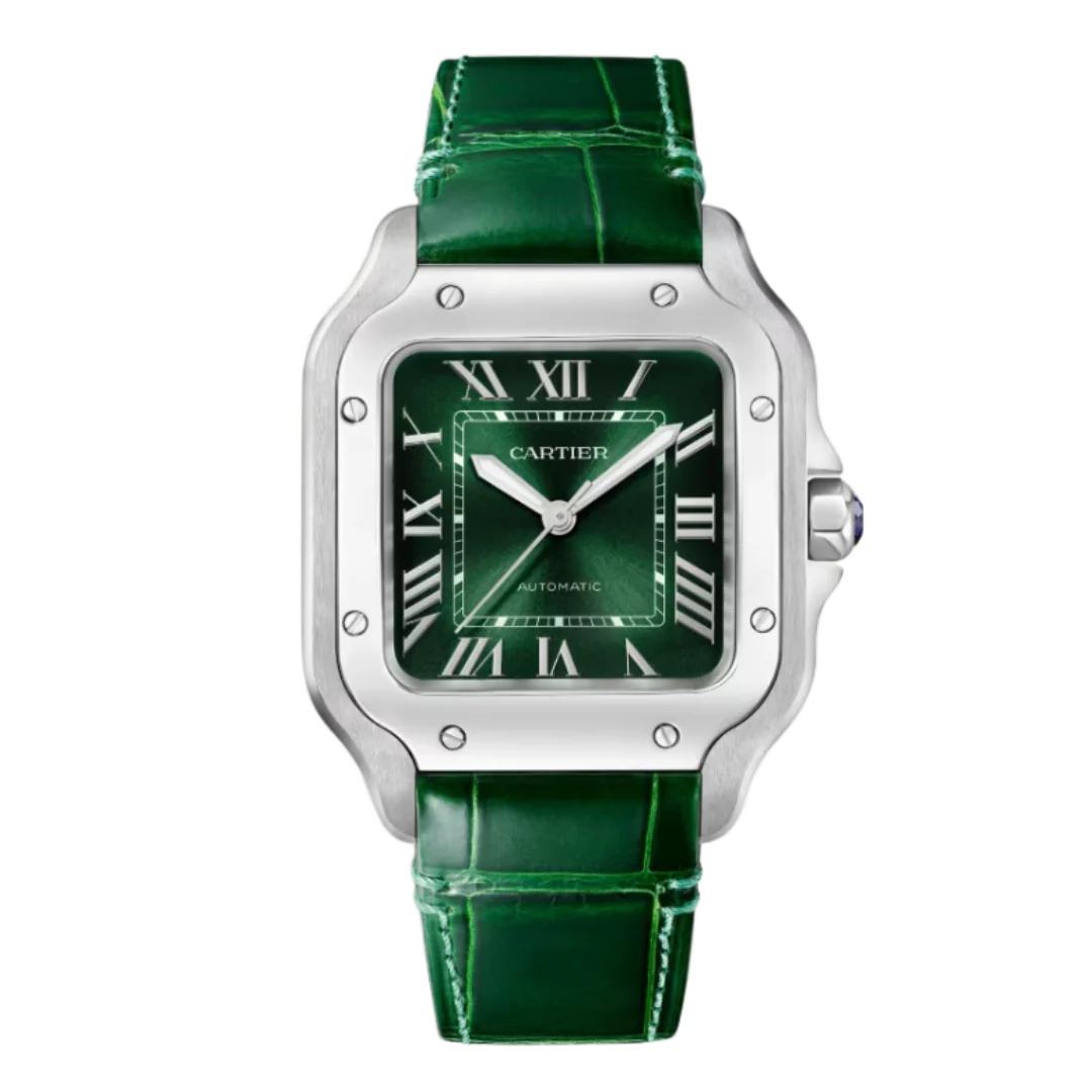 Cartier Santos Large Green Dial Alligator Leather (High Quality)