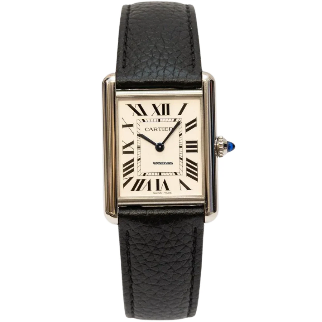 Cartier Tank Must Black Medium Leather Wristwatch (High Quality)