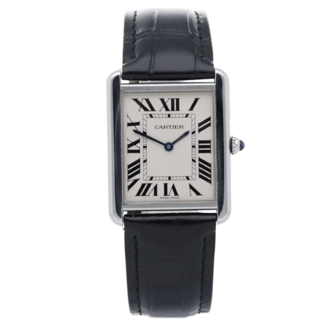 Cartier Tank Solo Black Crocodile Leather Wristwatch (High Quality)