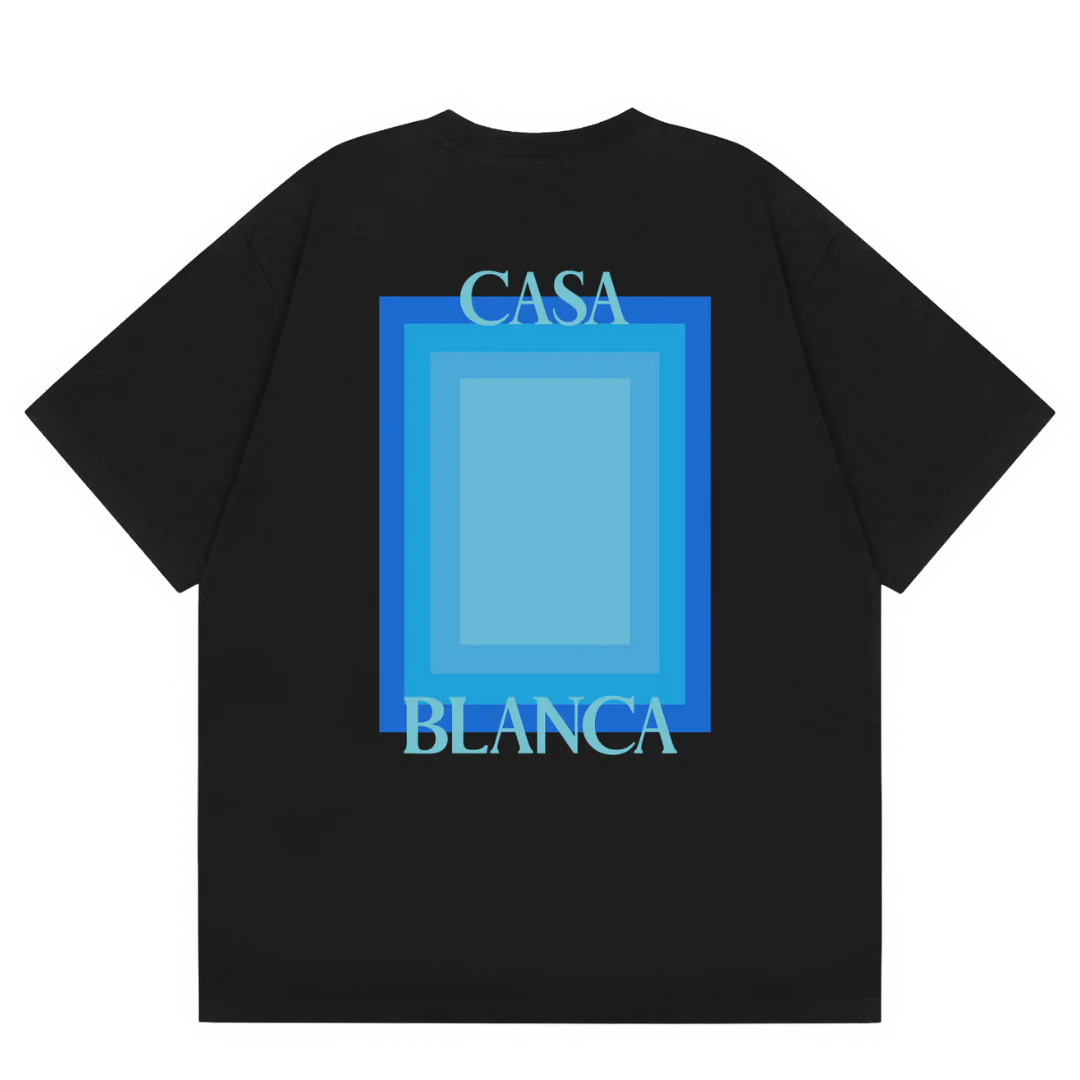 Casablanca Blue Square Print T-Shirt Black