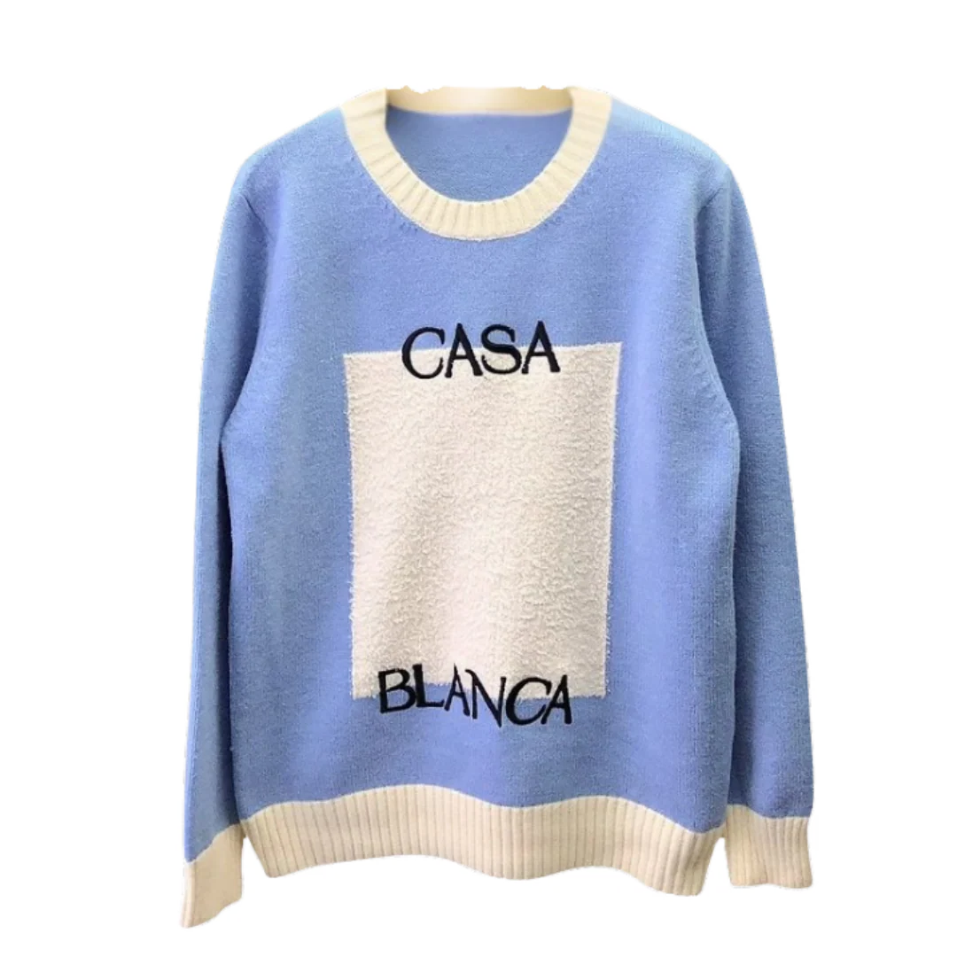 Casablanca Knit Sweater Babyblue & White