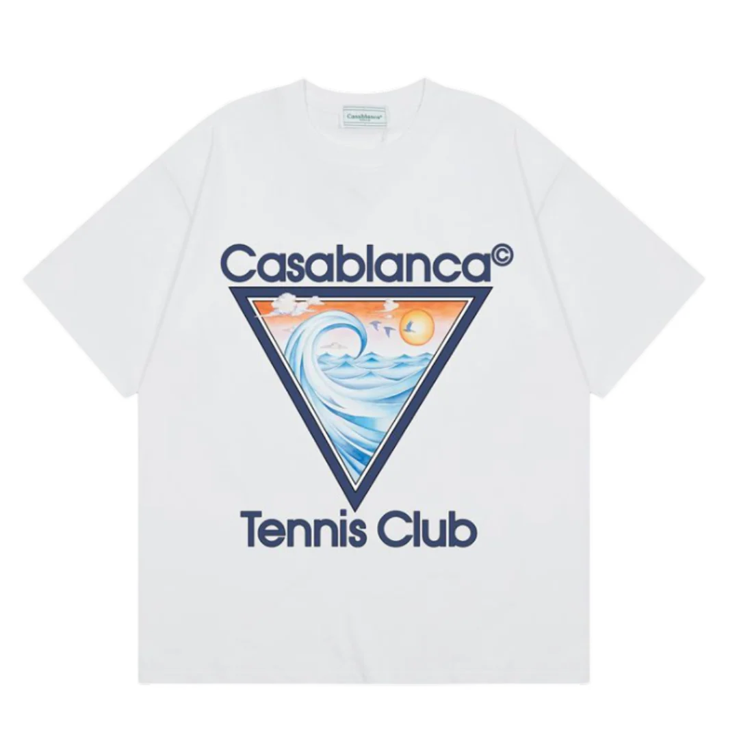 Casablanca Triangle Tsunami Print T-Shirt White