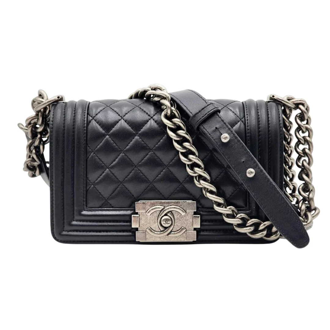 Chanel Boy Leather Bag Black