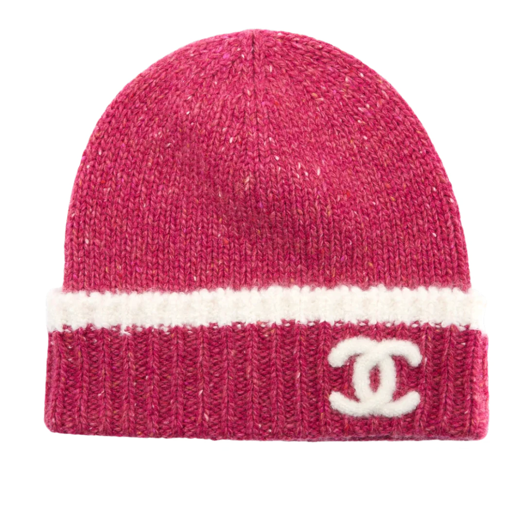 Chanel CC Logo Wool Beanie Red