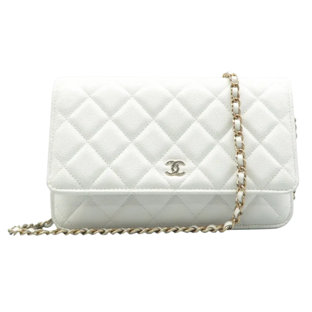 Chanel Classic Wallet on Chain WOC in 22P White Caviar