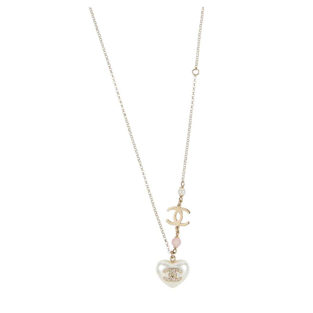 Chanel Heart Charm Necklace Gold