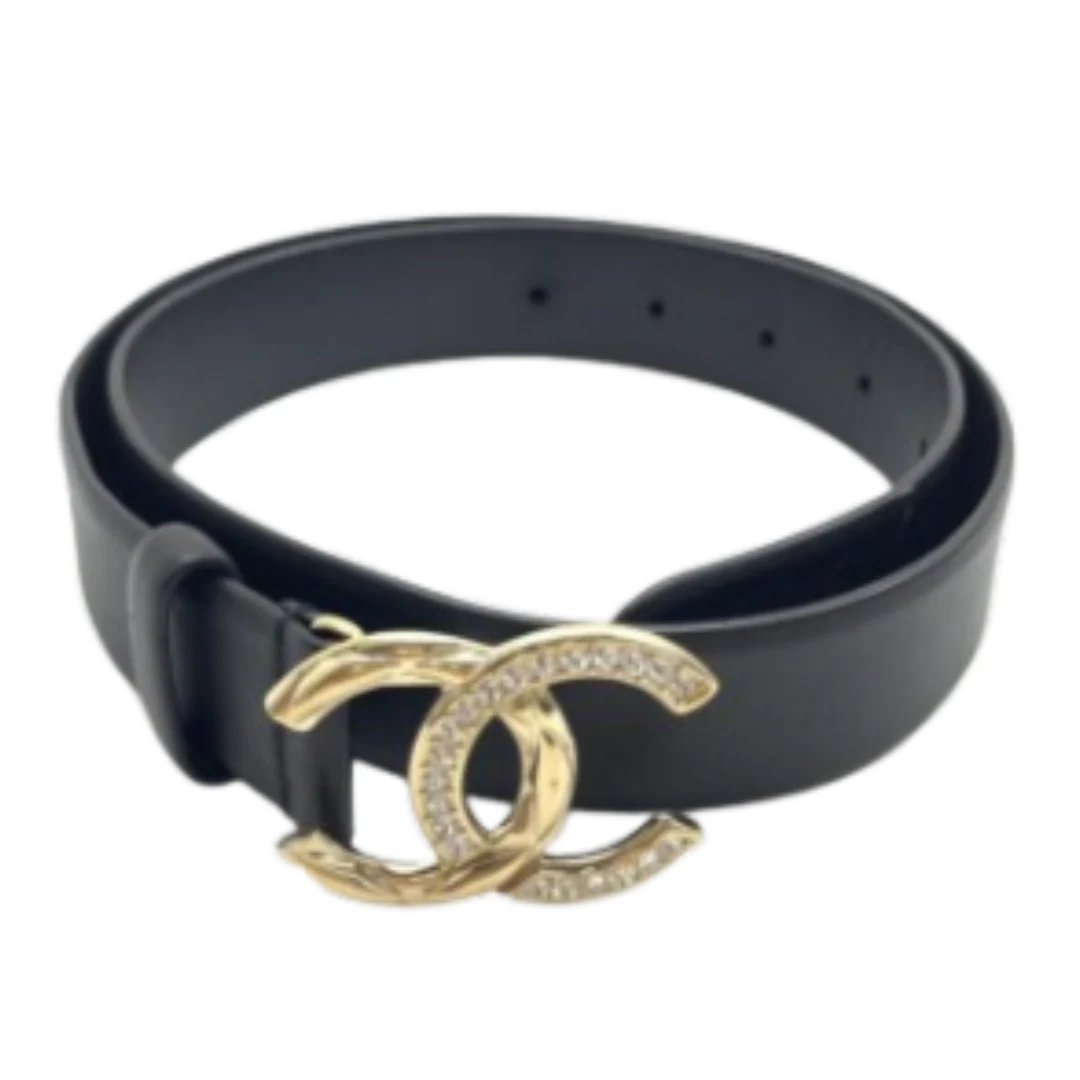 Chanel Leather Belt Black & Gold