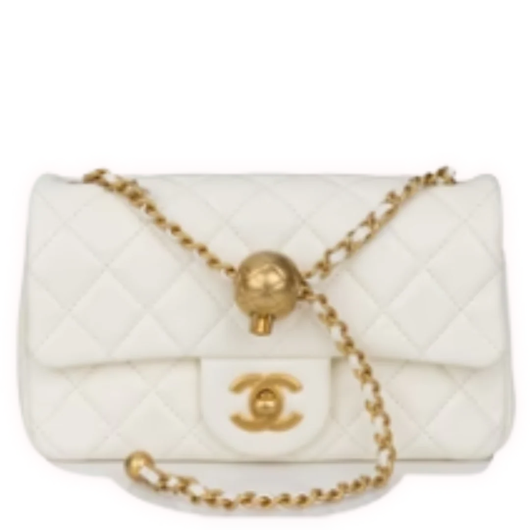 Chanel Pearl Crush Mini Rectangular Flap Bag White Longish