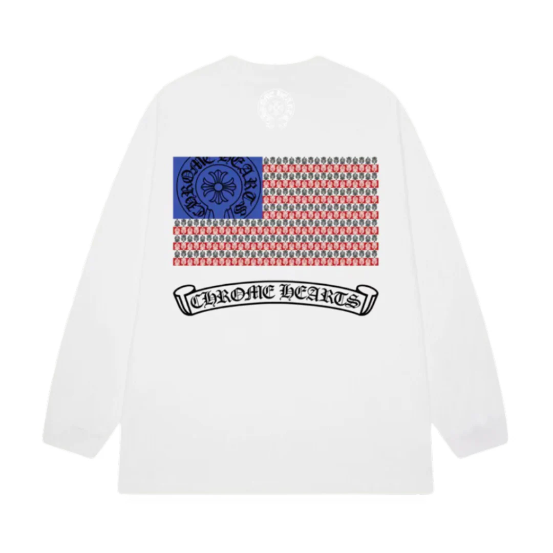 Chrome Hearts American Flag Dagger Longsleeve White