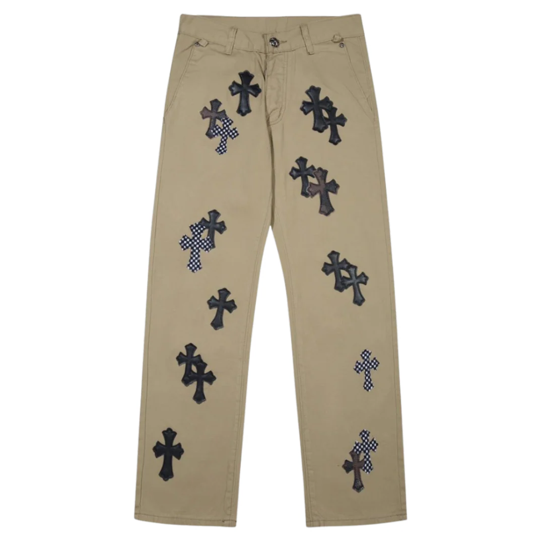 Chrome Hearts Black Crosses Pants Beige