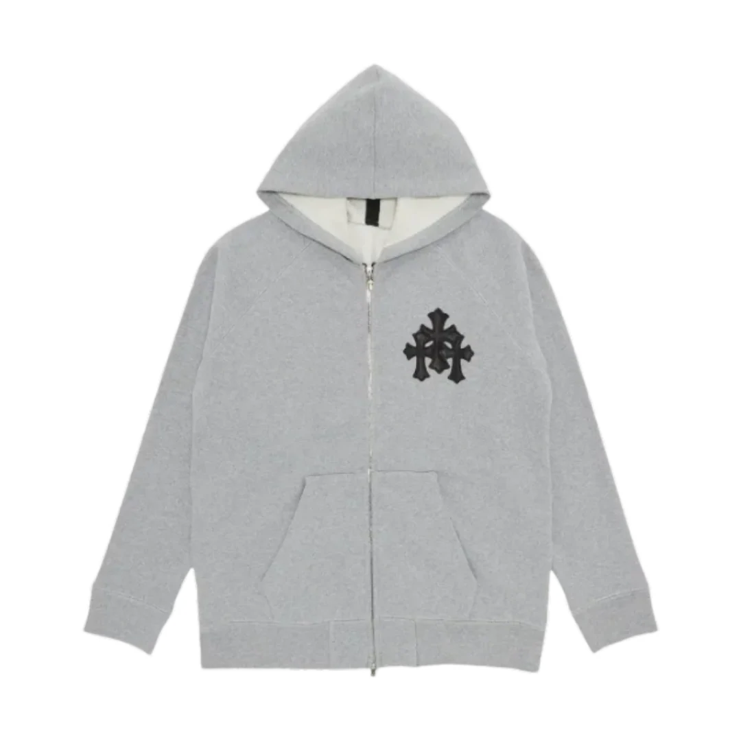Chrome Hearts Black Crosses Zipper Grey