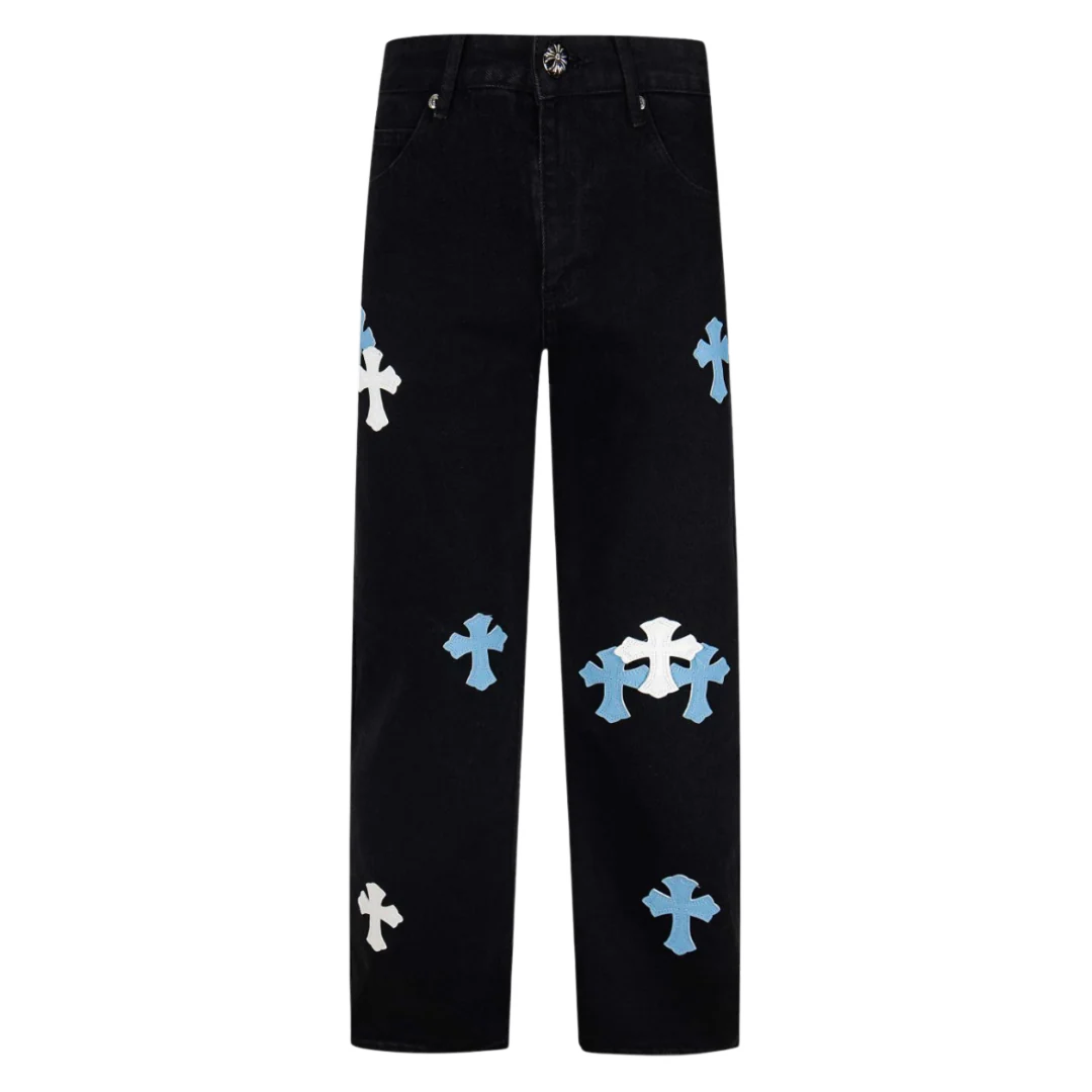 Chrome Hearts Blue Crosses Jeans Black