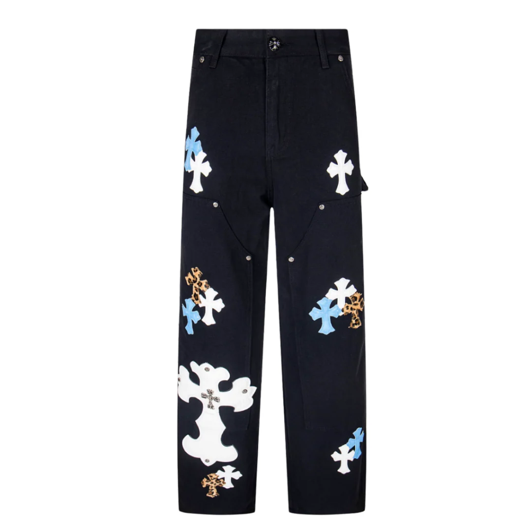 Chrome Hearts Blue & White Crosses Jeans