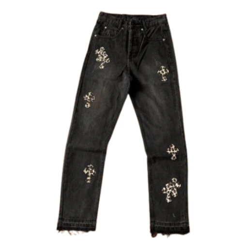Chrome Hearts Flared Denim Black Leopard Print