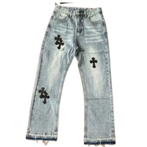 Chrome Hearts Flared Denim Light Blue Black