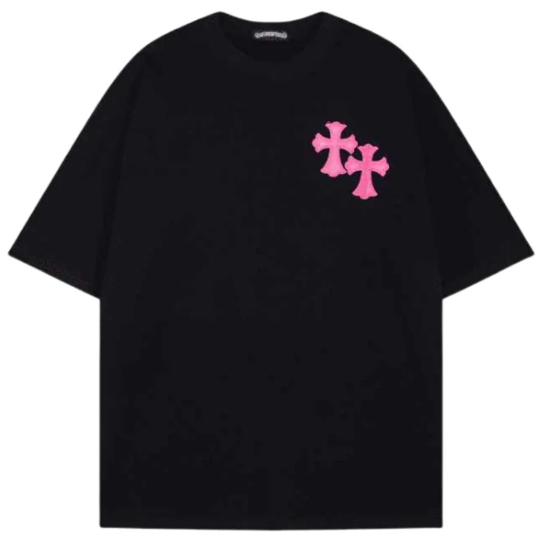 Chrome Hearts Pink Crosses T-Shirt Black