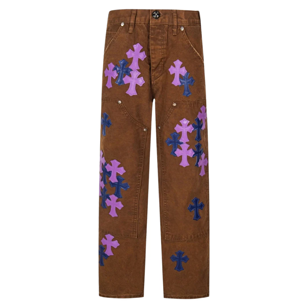 Chrome Hearts Purple Crosses Jeans Brown