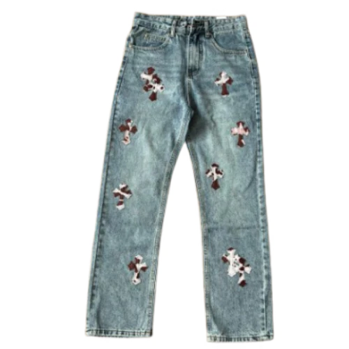 Chrome Hearts Straight Leg Denim Blue White Red