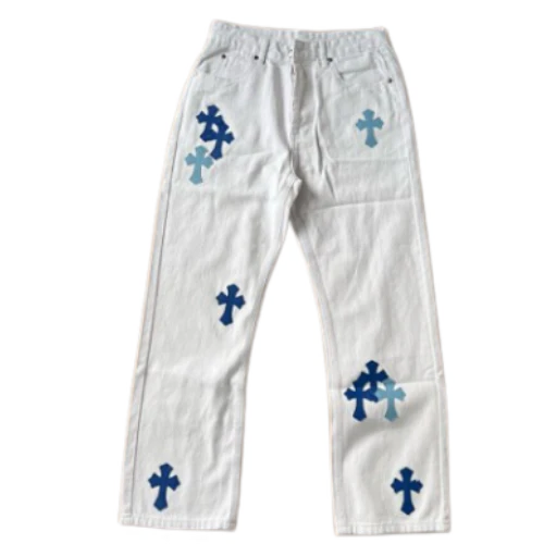 Chrome Hearts Straight Leg Denim White Blue