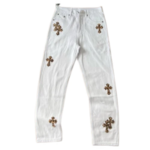 Chrome Hearts Straight Leg Denim White Leopard Print