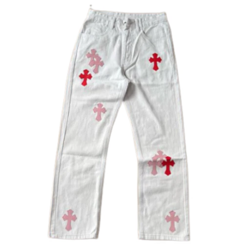 Chrome Hearts Straight Leg Denim White Red