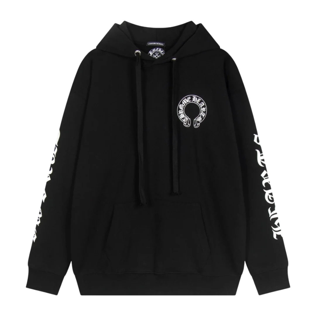 Chrome Hearts White Print Hoodie Black