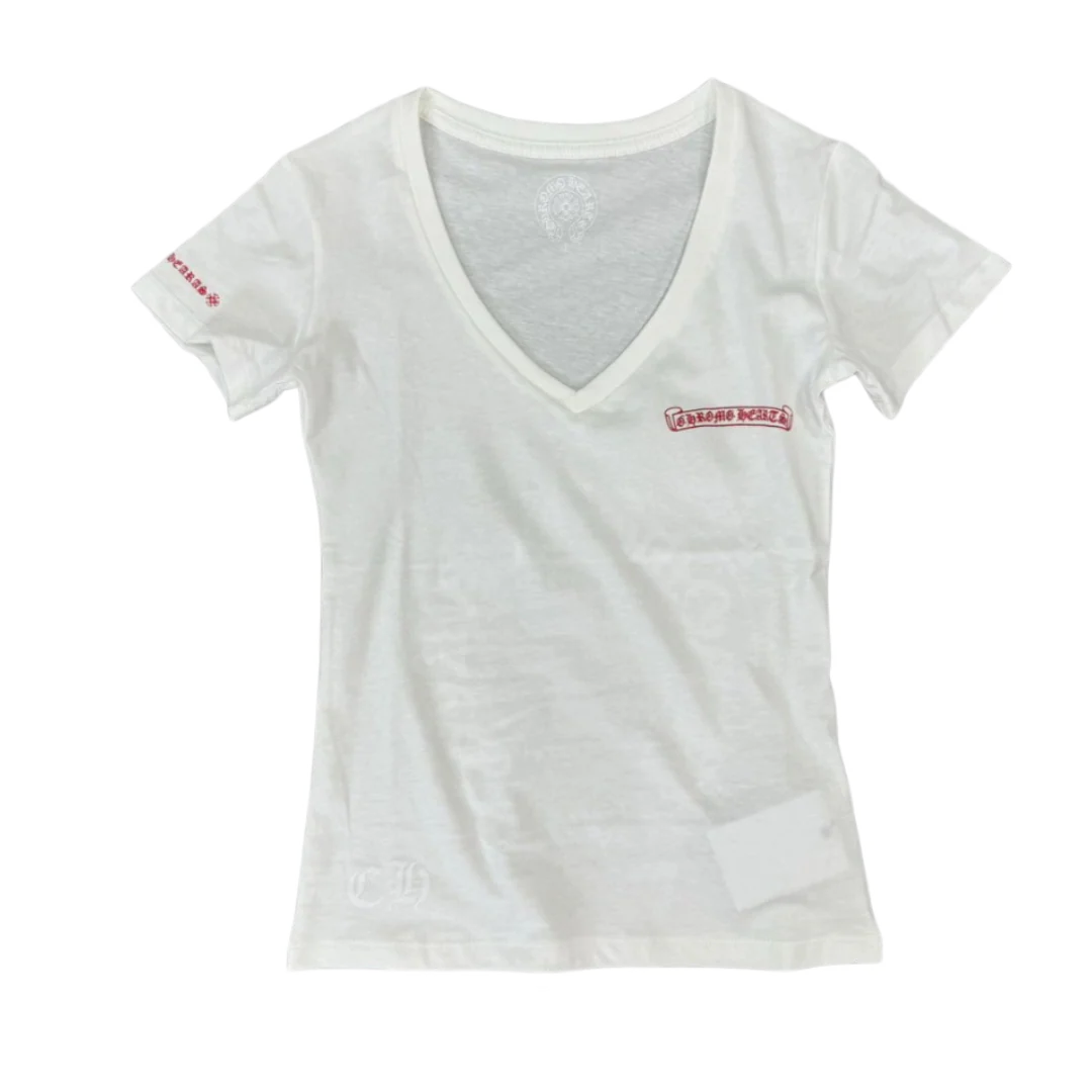 Chrome Hearts Wide V-Neck T-Shirt White