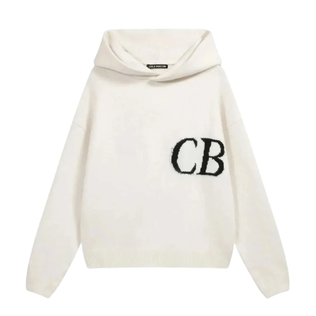 Cole Buxton Knit Hoodie Beige