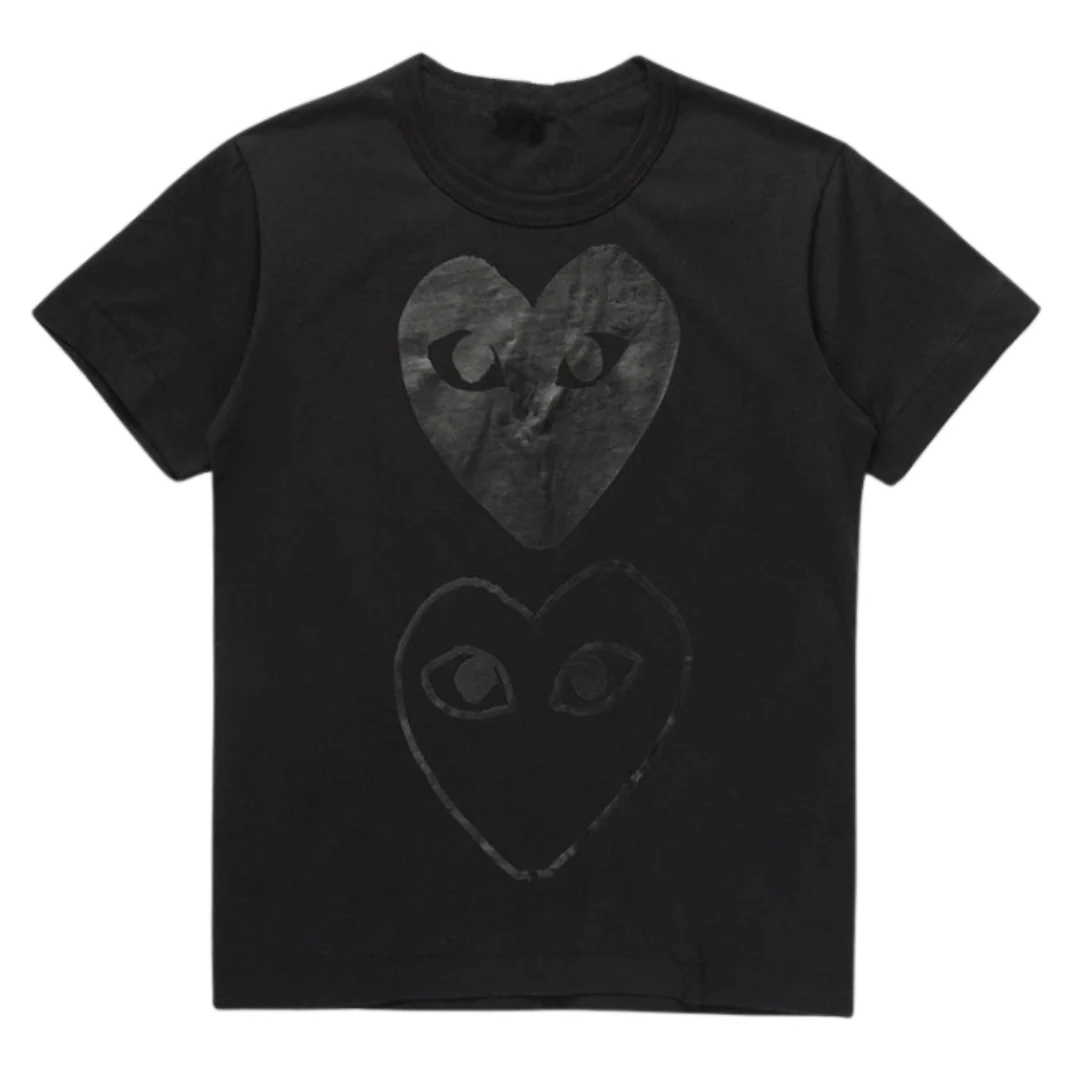 Comme Des Garcons Double Heart T-Shirt Black on Black