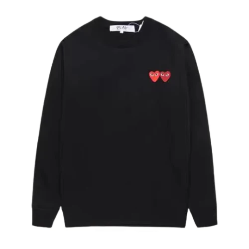 Comme des Garcons Sweater Double Heart Black Red