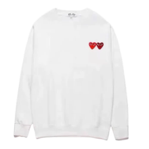 Comme des Garcons Sweater Double Heart White Red