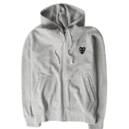 Comme des Garcons Zip Hoodie  Big Black Heart Hooded Behind Gray