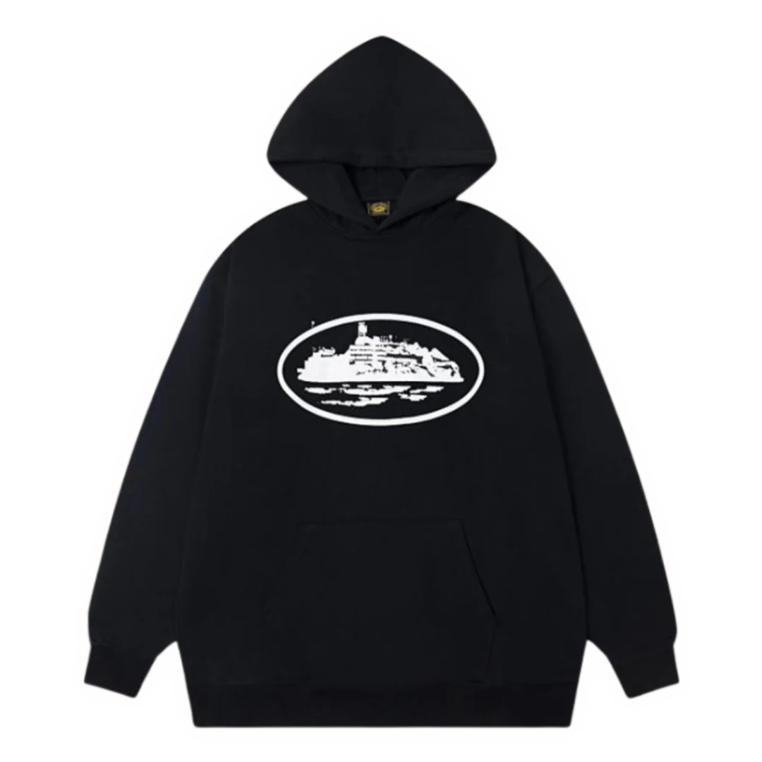 Corteiz Chestprint Hoodie Black & White