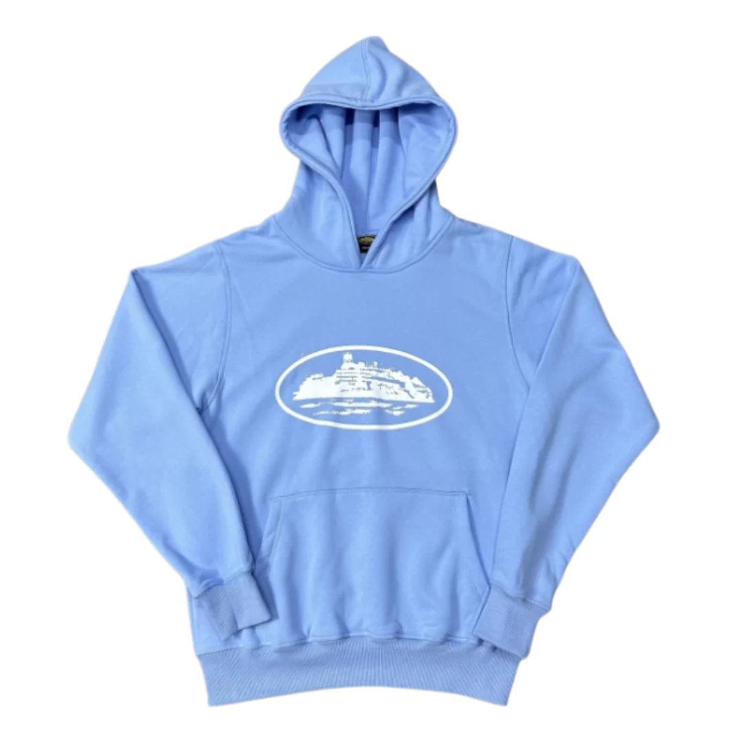 Corteiz Chestprint Hoodie Light Blue