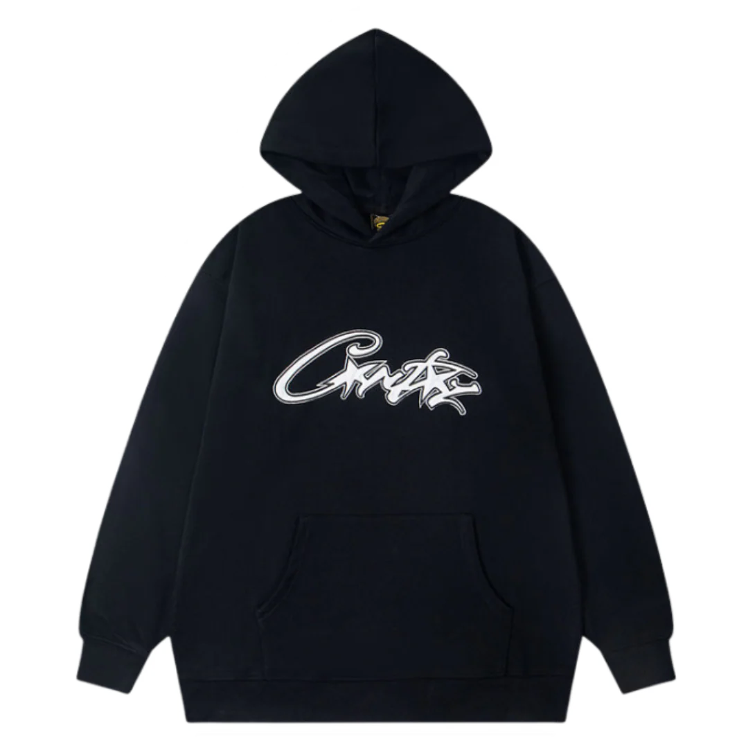 Corteiz Crtz Writing Hoodie Black
