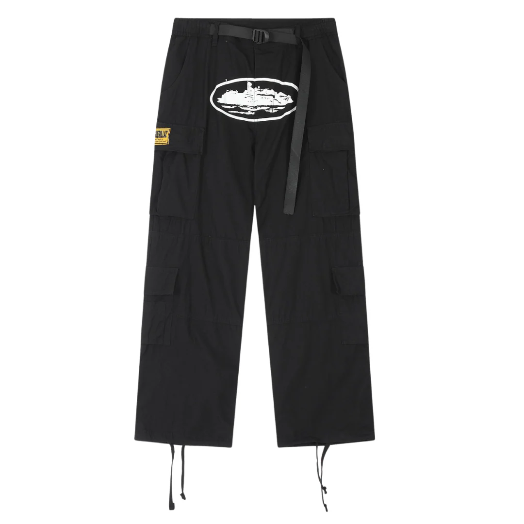Corteiz D-Print Cargo Pants Black & White