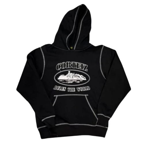 Corteiz Demon Island Hoodie Black White