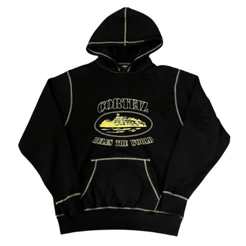 Corteiz Demon Island Hoodie Black & Yellow