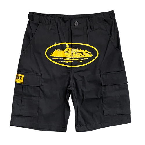 Corteiz Guerrilla Work Shorts Black Yellow