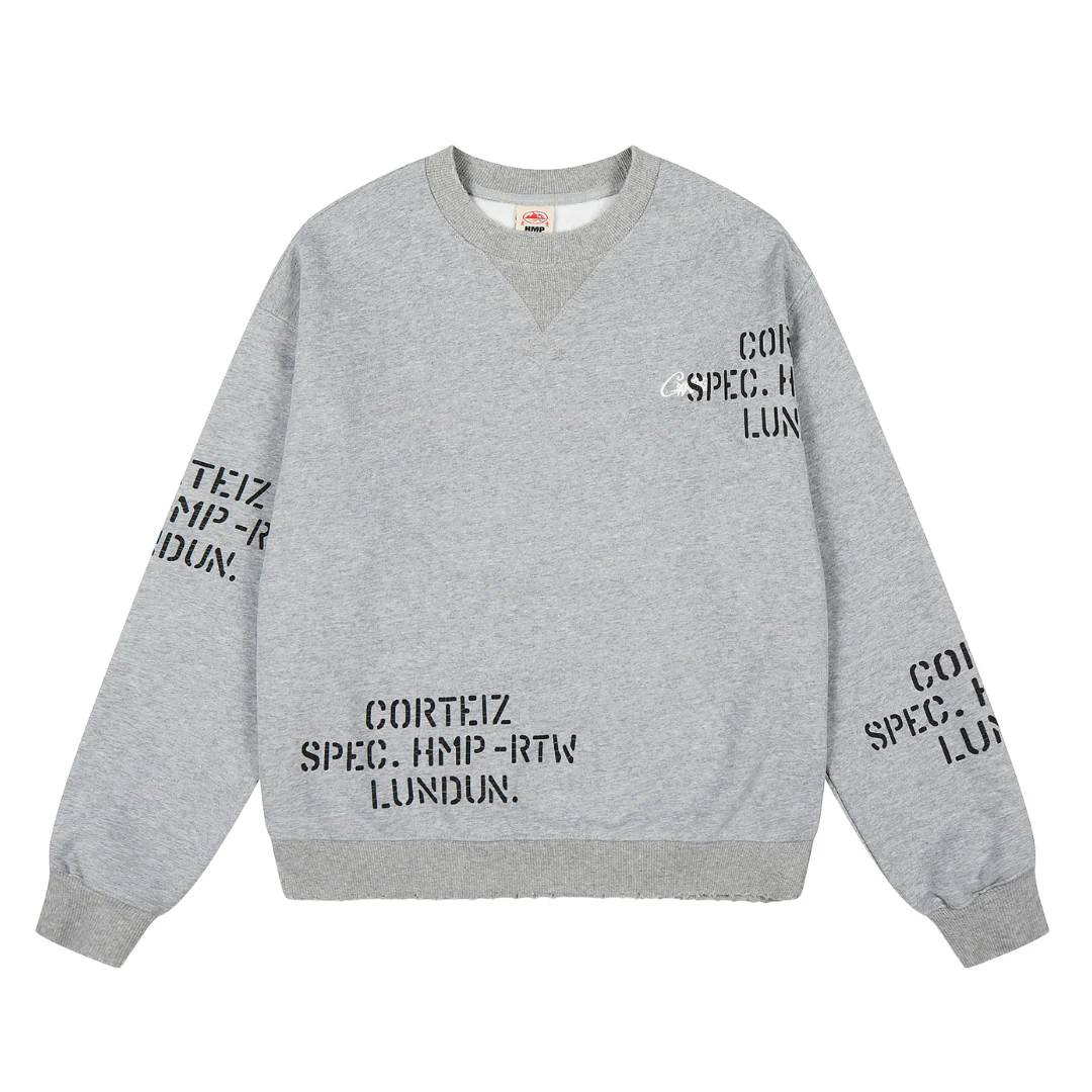 Corteiz HMP Stencil Crewneck Sweater Light Heather Grey