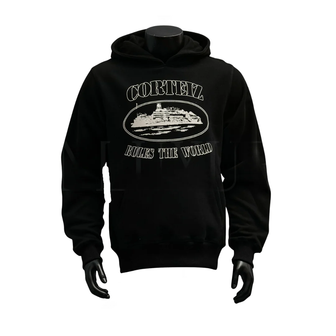 Corteiz Hoodie Black White