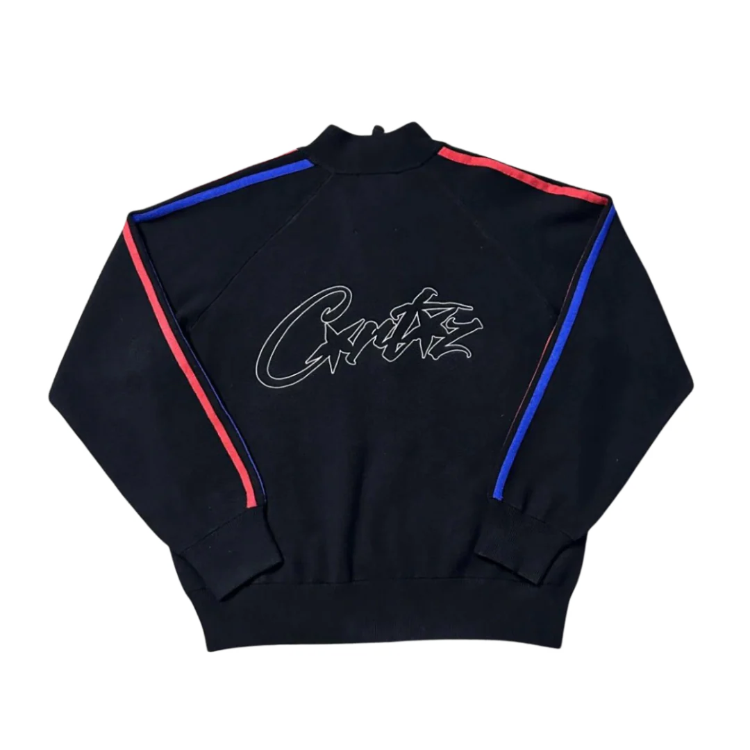 Corteiz Knit Zip Up Jacket Black