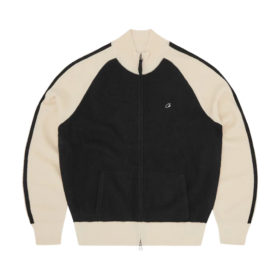 Corteiz Knit Zip Up V2 Black & Cream