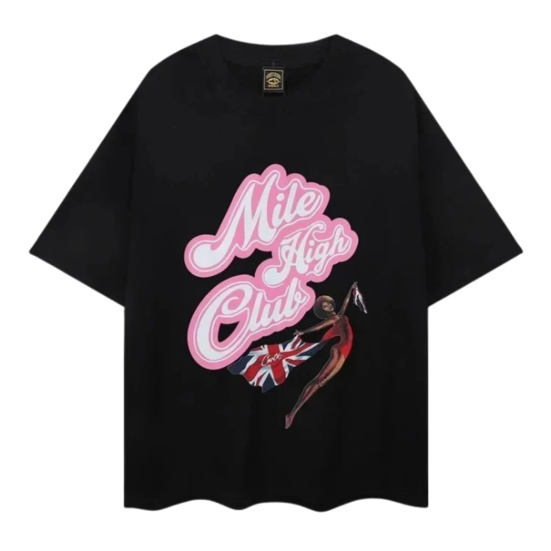 Corteiz Miles High Club T-Shirt Black & Pink
