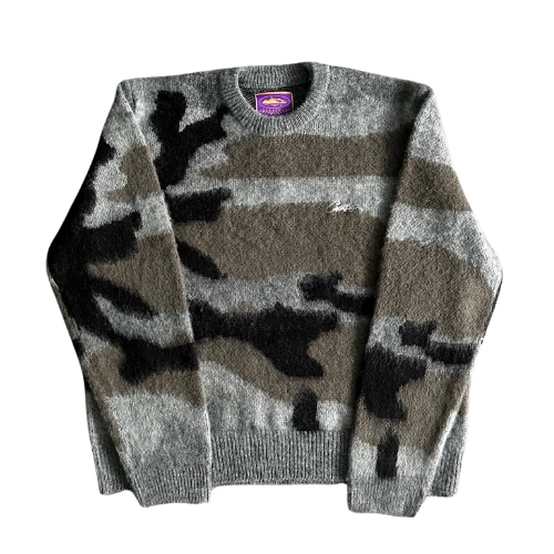Corteiz Mohair Sweater Camo Brown Grey