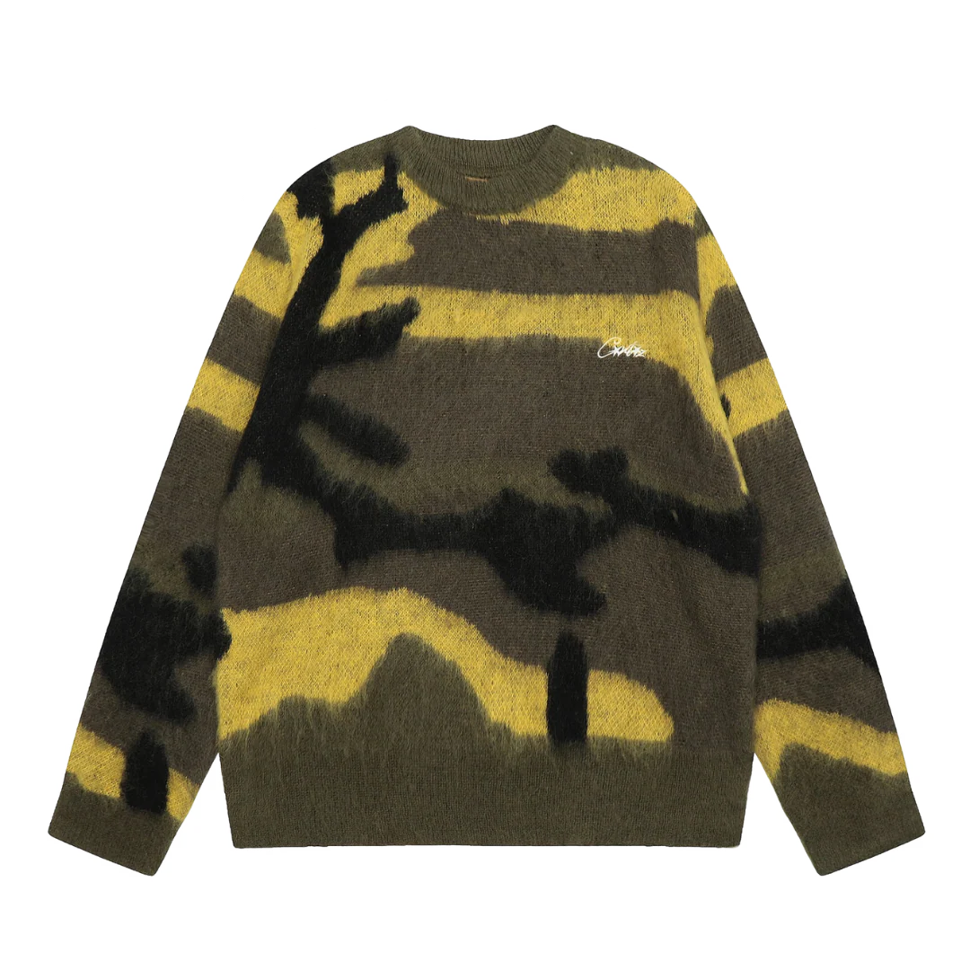 Corteiz Mowhair Sweater Green & Yellow