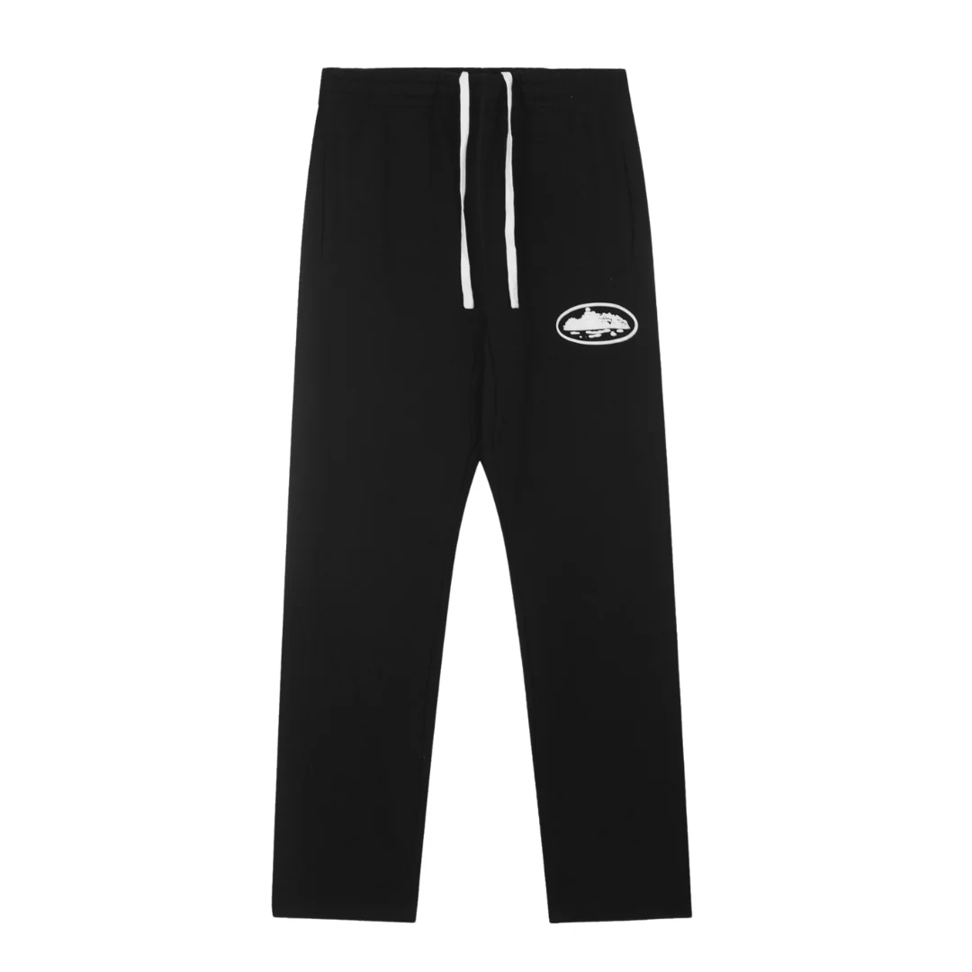 Corteiz Open Leg with White Laces Jogger Black